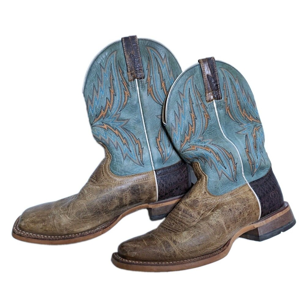 Ariat Arena Rebound Western Boots Men's 9EE Blue Brown Turquoise Cowboy Leather